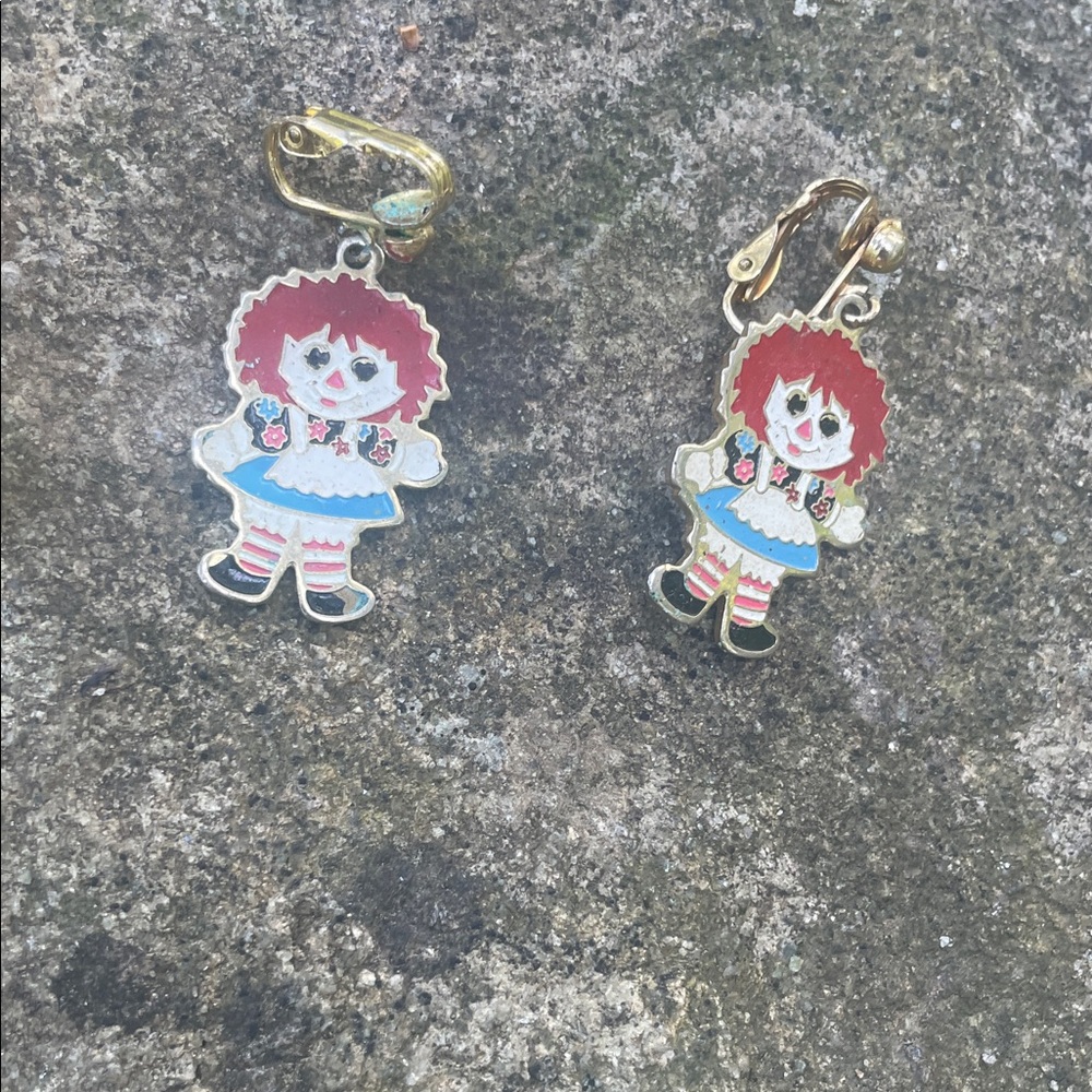 Raggedy Ann Clip-On Earrings